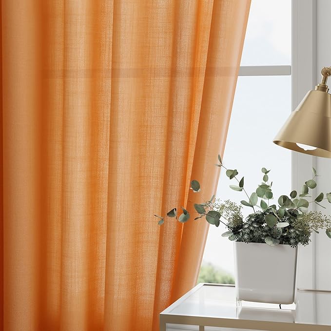 Nanspring Orange Linen Curtains - Image 4