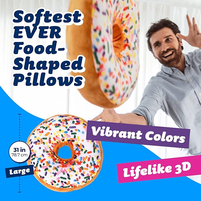 31" 3D Sprinkle Donut Throw Pillow - Image 2