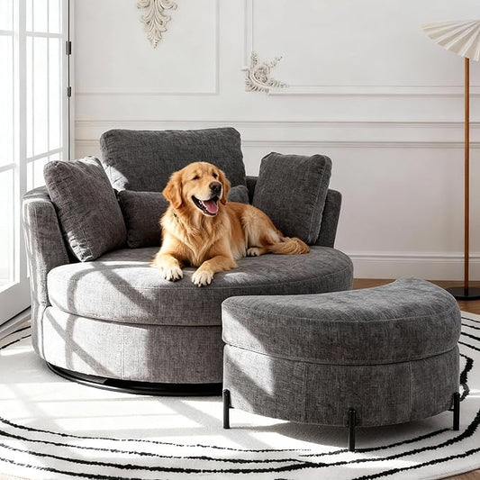Aoiy & Wifon 50.2'' W Oversized Swivel Barrel Chair by AoiyWifon