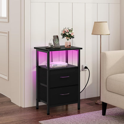 vagusicc nightstands set of 2, bedside tables with showing dimensions