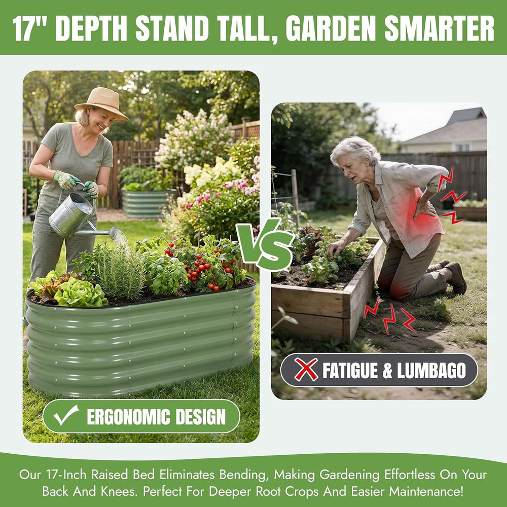 INNO STAGE Galvanized Garden Bed Kits, 4x2x1.4FT Metal Raised Beds, Green