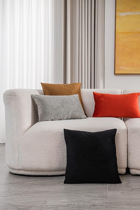Fall Couch Pillow Cases 12x20 Burnt Orange: 2 Pack Cozy Soft Velvet Rectangular - Image 4