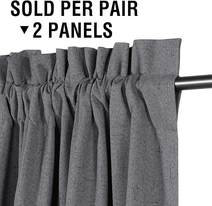 H.VERSAILTEX Linen Look 100% Blackout Curtains 45 Inches Long - Image 2
