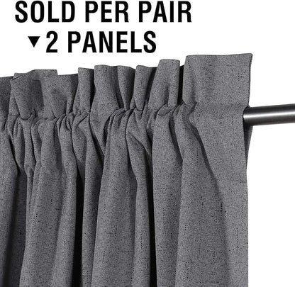H.VERSAILTEX Linen Look 100% Blackout Curtains 45 Inches Long - Image 2