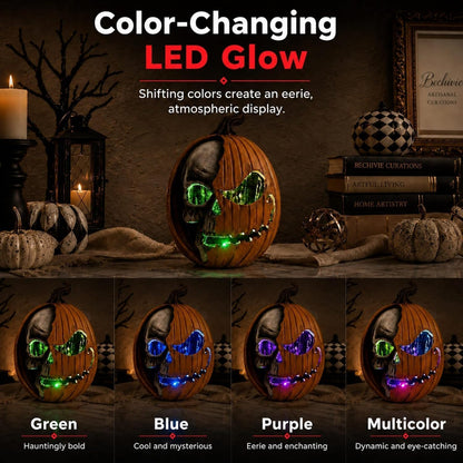 Led Light Up Jack O Lantern, Pumpkin Skull Halloween Decorations for Home