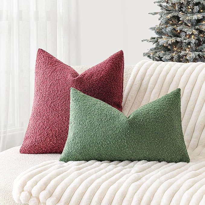 Foindtower Pack of 2 Textured Boucle Throw Pillow Covers Accent Solid - Image 6