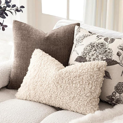 Foindtower Set of 2 Curly Teddy Wool Pillow Covers Decorative Boucle Textured - Image 4