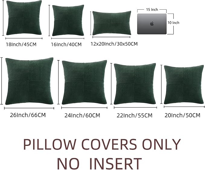 Fancy Homi Set of 2 Dark Green Lumbar Decorative Throw Pillow Covers 12x20 Inch - Image 7