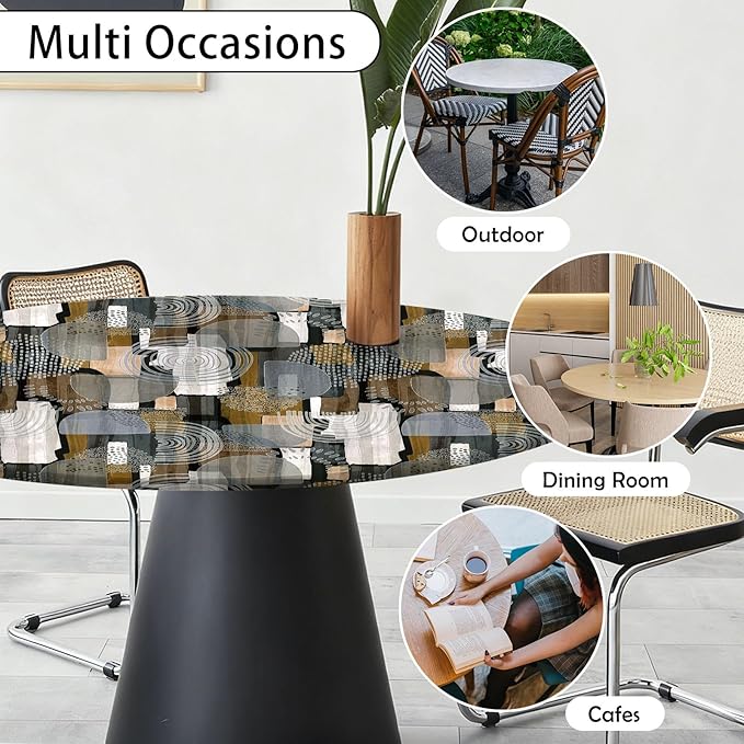 Fitted Round Tablecloth with Elastic Edge – Washable, Wrinkle-Free Table Cover - Image 4