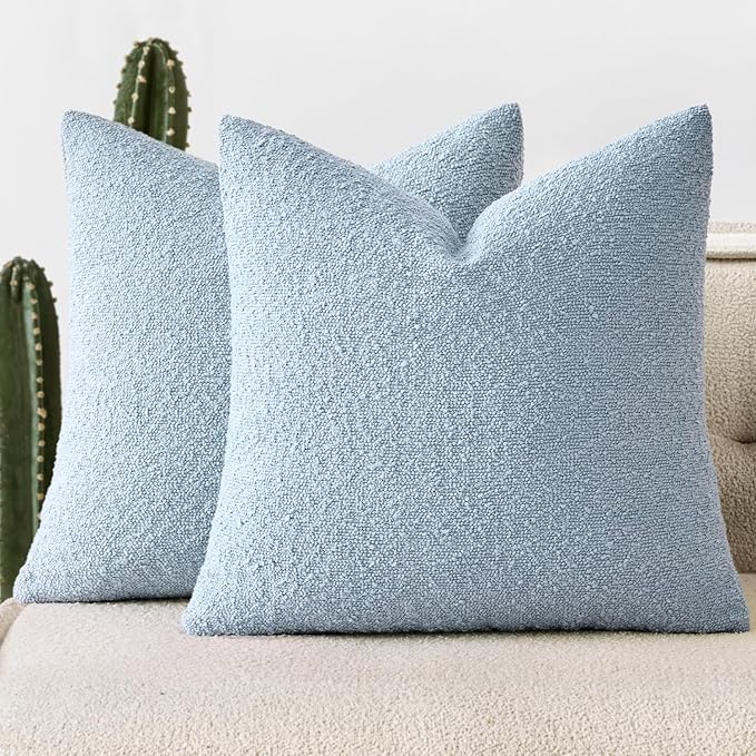 Woaboy Pack of 2 18x18 Inch Decorative Boucle Throw Pillow Covers Textured by Woaboy
