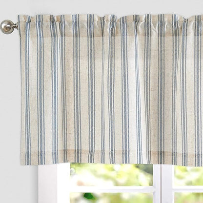 jinchan Striped Valance Farmhouse Window Treatment Linen Textured Drapes by JINCHAN