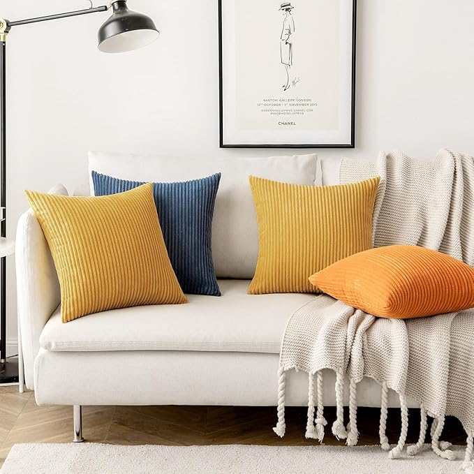 MIULEE Winter Fall Pack of 2 Corduroy Soft Soild Decorative Square Throw Pillow - Image 6
