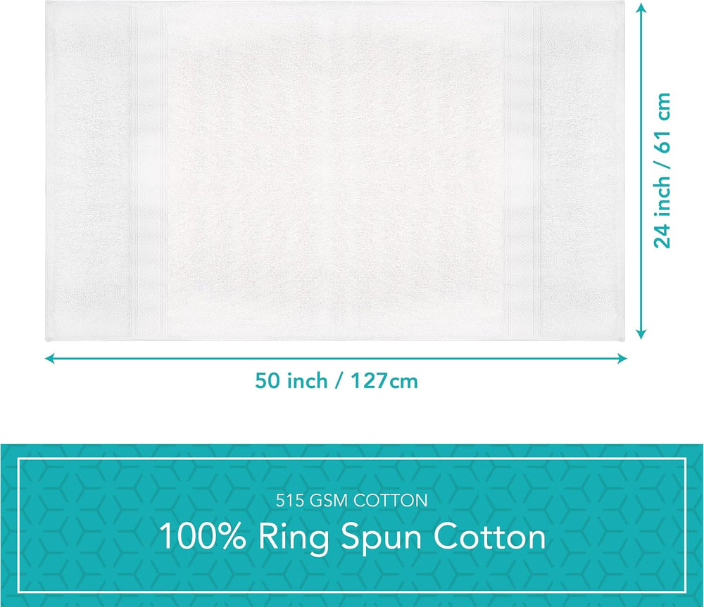 Pleasant Home White Bath Towels Set of 6 (24” x 50”) 100% Cotton Towel Set