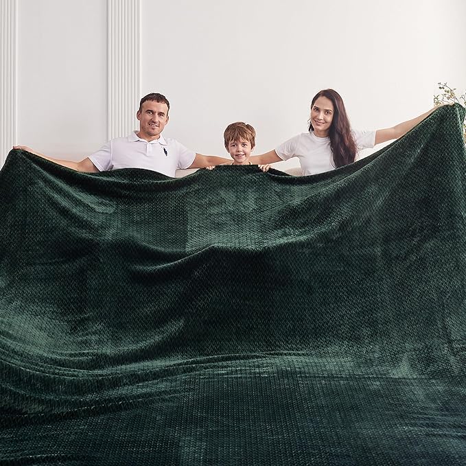 Oversized King Fleece Blanket 120x120 Inches, Seamless Soft Cozy 3D Jacquard by Korbliss