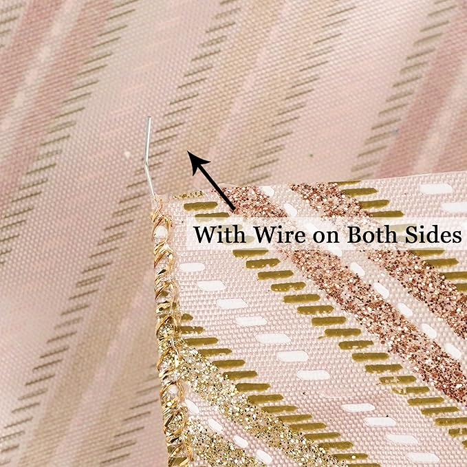 MEEDEE Pink Diagonal Striped Ribbon 2.5 Inch Blue Satin - Image 3