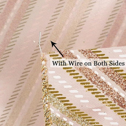 MEEDEE Pink Diagonal Striped Ribbon 2.5 Inch Blue Satin - Image 3