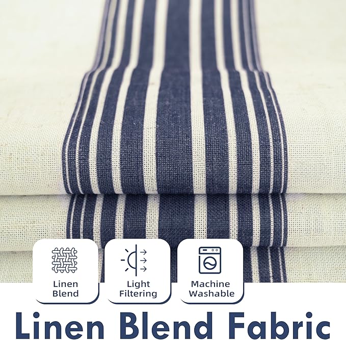 DriftAway Farmhouse Vertical Striped Linen Blend Textured Light Filtering Semi - Image 2