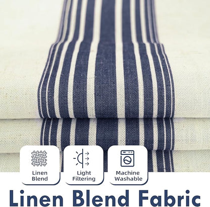 DriftAway Farmhouse Vertical Striped Linen Blend Textured Light Filtering Semi - Image 2