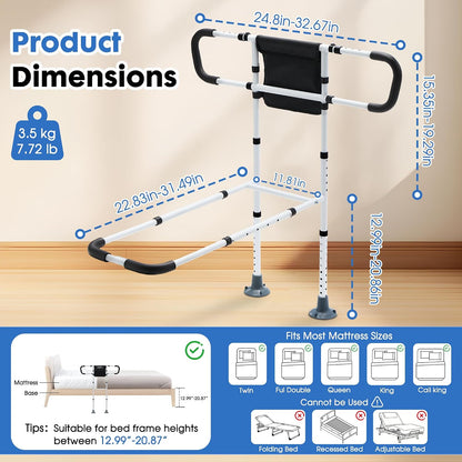 bed rails for elderly adults safety, bed assist shown in use