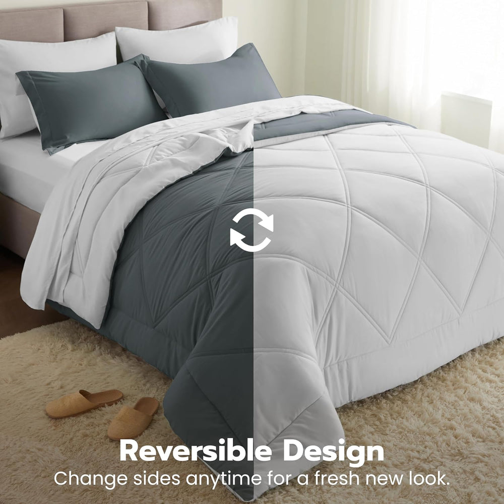 Joiedomi Queen Comforter Set with Sheets Dark Grey, 7 Pieces Queen Bed Set wi...