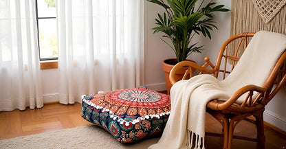 CRAFT KALA Large Hippie Mandala Meditation Floor Ottoman Pillow Cushion Pouf - Image 3