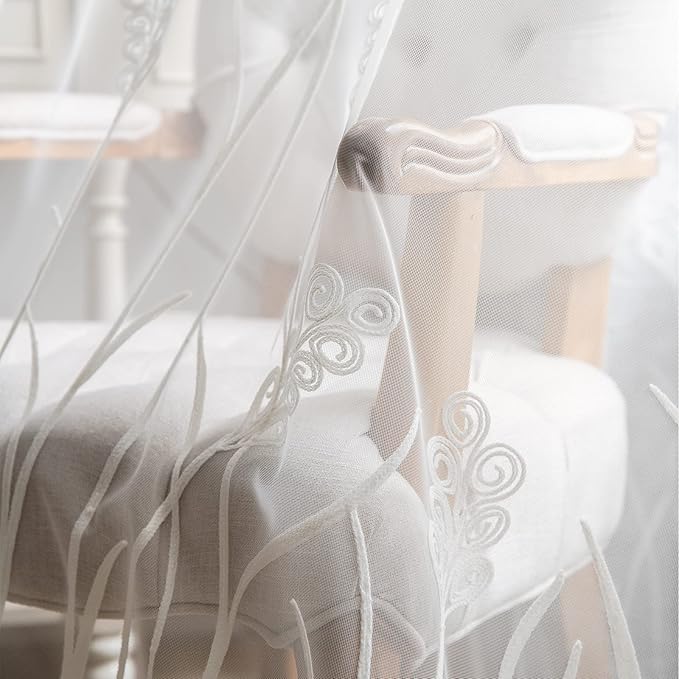 Melodieux Wheat Embroidery Sheer Curtain Extra Wide - Image 3
