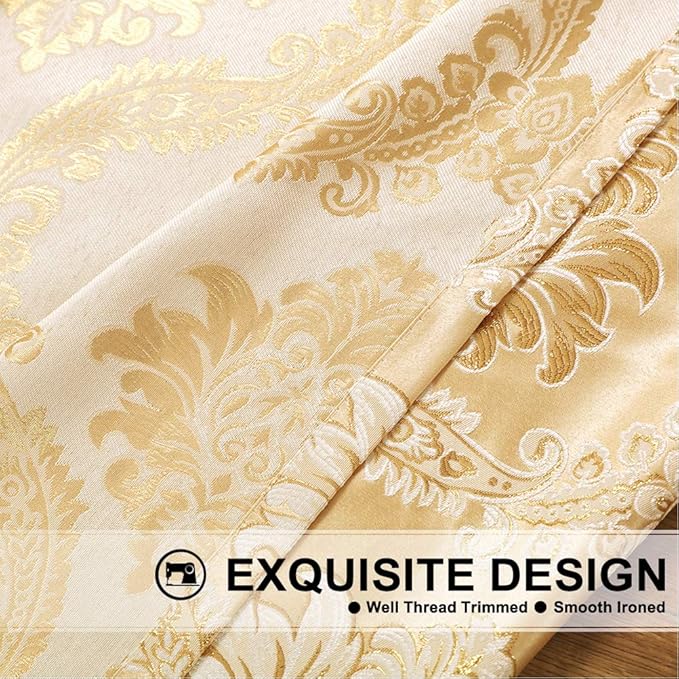 ELKCA Golden Jacquard Swag Waterfall Valance Luxury Curtain Valance - Image 5