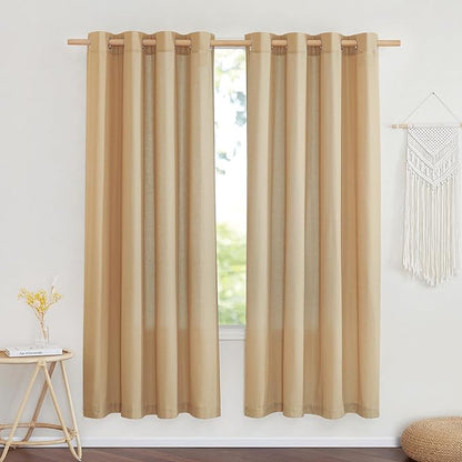 NICETOWN Linen Flax Semi Sheer Curtains 72" Length, Grommet Top Bedroom Window by NICETOWN