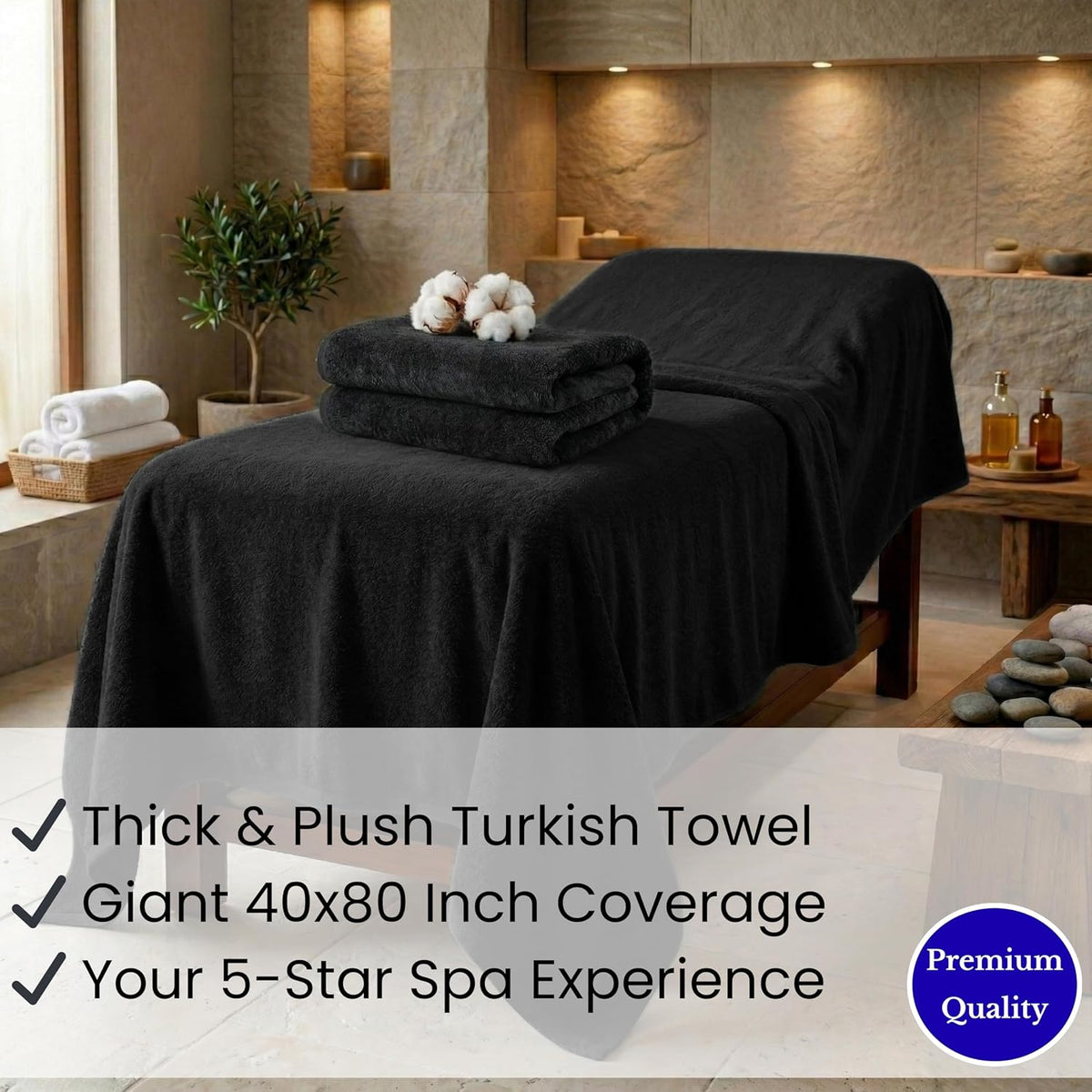 salbakos luxury 100% turkish cotton bath sheet 40x80 on a desk or shelf