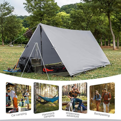 Camping Tarp Tent Portable Multifunctional Bushcraft Backpacking Tear-Resistant - Image 6