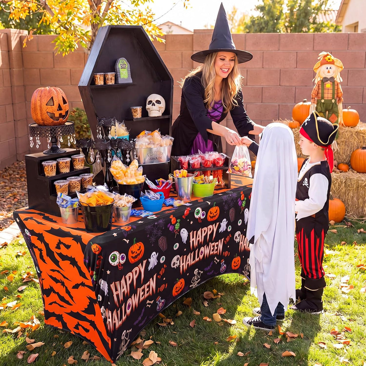 Batiyeer 2 Pcs 6ft Halloween Tablecloths Party Decorations