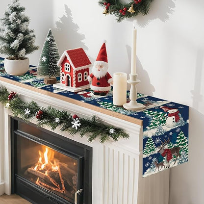 Artscope Reindeer Snowman Christmas Tree Table Runner, Xmas Winter Snowflakes - Image 6