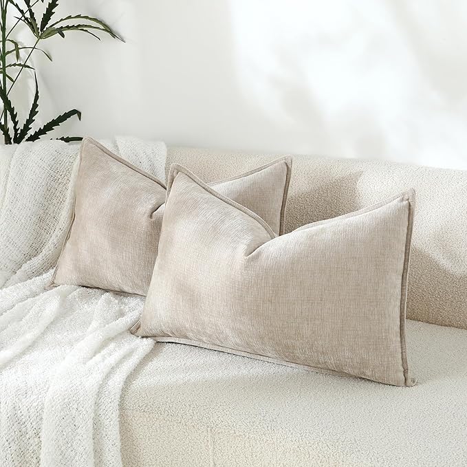 Stellhome Lumbar Chenille Throw Pillow Covers Set of 2 Super Soft Textured - Image 7