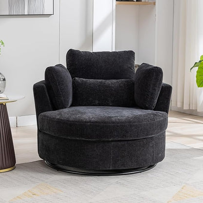Aoiy & Wifon 42" W Oversized Swivel Accent Chair, Upholstered Round Barrel Chair - Image 6