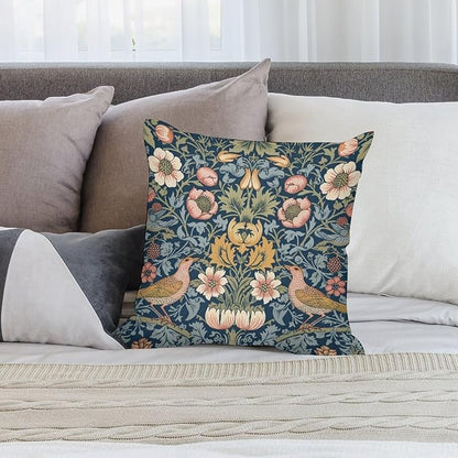 William Morris Floral Original Throw Pillow Covers Boho Chic Retro Floral Bird - Image 5