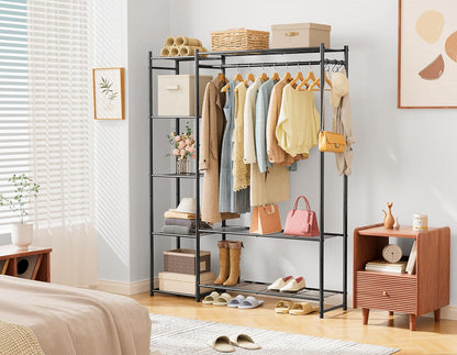 homidec wardrobe closet,portable clothes rack with 4 tiers shown in use