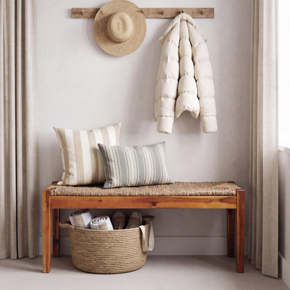 vintage entryway bench, 46 inch acacia wood with, main product view