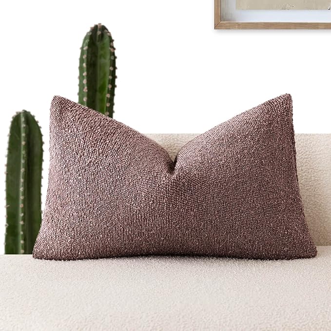 Foindtower Decorative Textured Boucle Throw Pillow Covers Accent Solid Lumbar by Foindtower