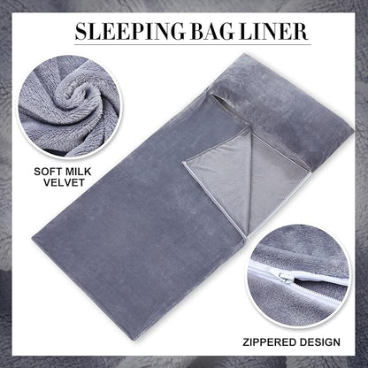 Flannel Sleeping Bag Liner for Adult, Flannel Fluffy Sheet & Camping Sheet for - Image 3