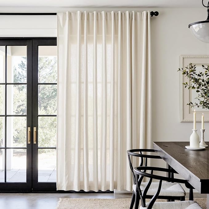 jinchan Sliding Doors Linen Blend Curtain 84 Inches Length 1 Panel by JINCHAN