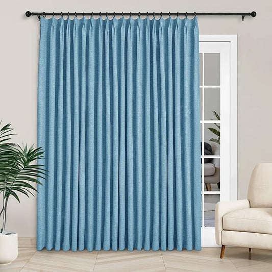 Macochico Extra Wide 100% Blackout Linen Curtains by Macochico