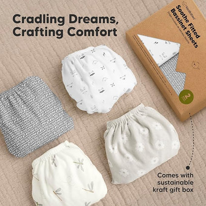 2-Pack Organic Bassinet Sheets for Girls, Boys - Image 9