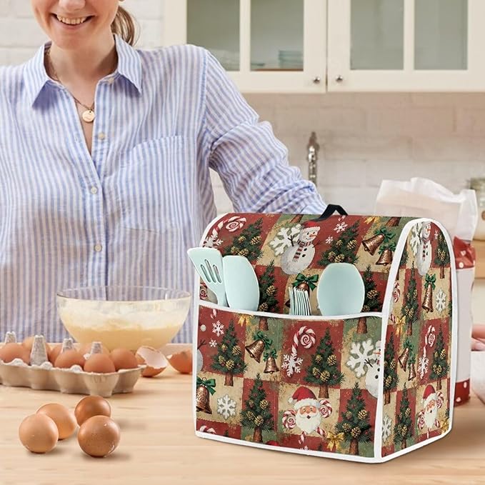 Christmas Stand Mixer Cover 4.5-5Qt Retro Mixer Cover Washable Anti-Stain - Image 2