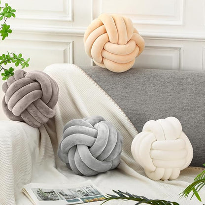 Yerliker 4 Pcs Knot Pillow Ball, 8.7 Inches Soft Home Decorative Round Throw - Image 4