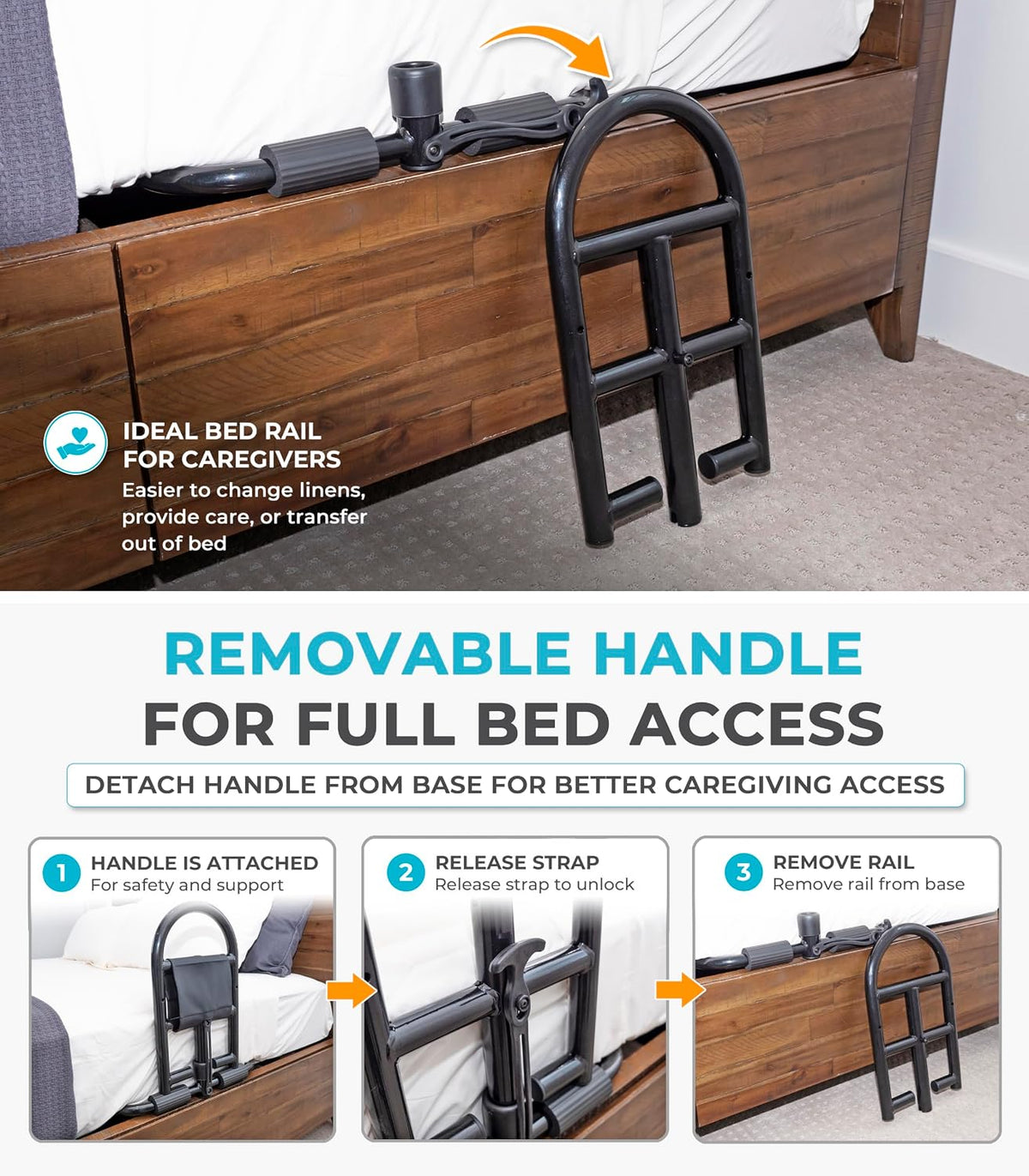 stander prime bed handle, bariatric safety bar for showing dimensions