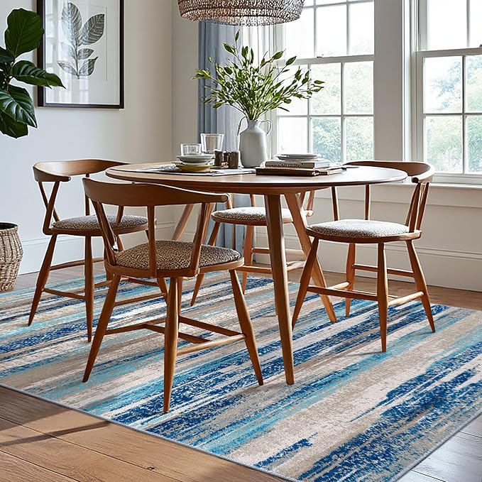 Modern Abstract 6x9 Machine Washable Living Room Rug Non-Slip Soft Bedroom Area - Image 2