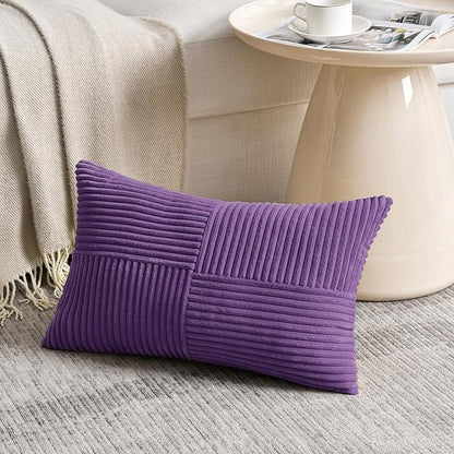 Fancy Homi 2 Packs Purple Long Lumbar Decorative Throw Pillow Covers 12x24 Inch - Image 2