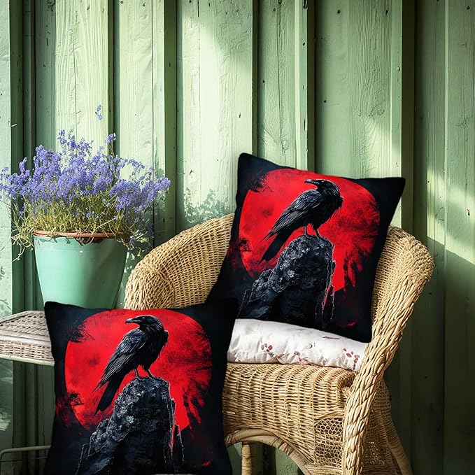 Raven Throw Pillow Covers Set of 2 | 18x18 Inches Cushion Cases - Image 4