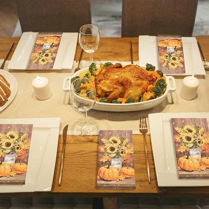 100 Pack Thanksgiving Pumpkin Paper Napkins – 13 x 16 Inches Unfolded, - Image 6