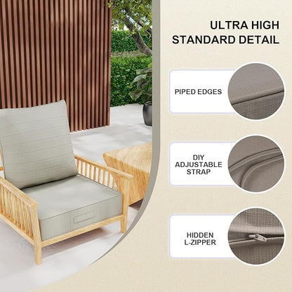 Outdoor Olefin Water-Resistant Deep Seat Cushion Set, Thickened Sofa Chair Pad - Image 3